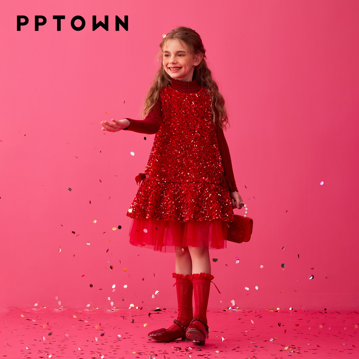 女童连衣裙2026新款亮片网纱公主裙红色生日礼服拜年服儿童背心裙,淘宝优惠券,粉丝福利购,淘宝优惠卷