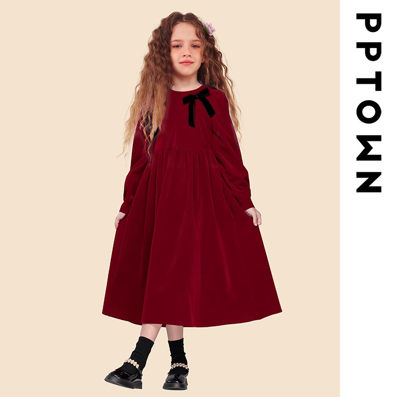 女童连衣裙新年蝴蝶结红色裙子2025新款儿童红色拜年服冬季童装女,淘宝优惠券,粉丝福利购,淘宝优惠卷