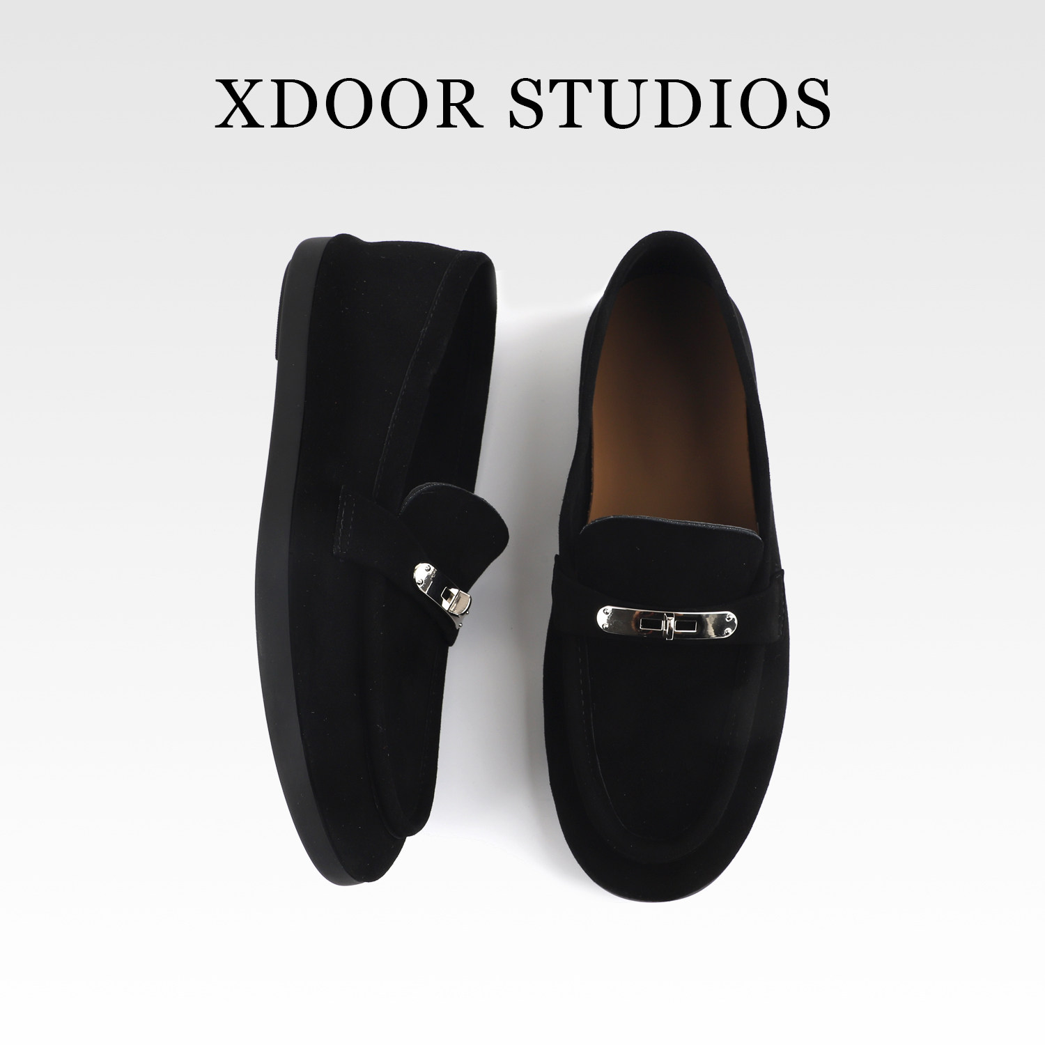 【绒梦溯光】XDOOR STUDIOS锁扣真皮乐福鞋女懒人一脚蹬豆豆单鞋,淘宝优惠券,粉丝福利购,淘宝优惠卷