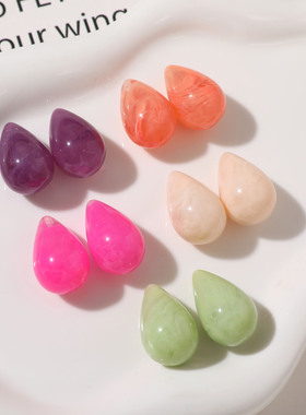 多色带孔大理石花纹款树脂水滴吊坠饰品贴片diy耳钉耳饰钥匙扣配