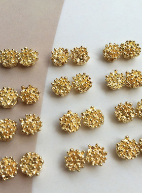金色花心花蕊花头合金电镀配件简约百搭diy手作耳环头饰饰品