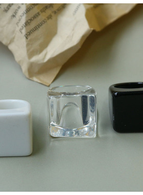 韩版透明白色平底戒指diy树脂简约男女对戒冷淡风戒圈饰品