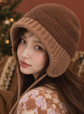 冬季女生护耳保暖显脸小飞行帽