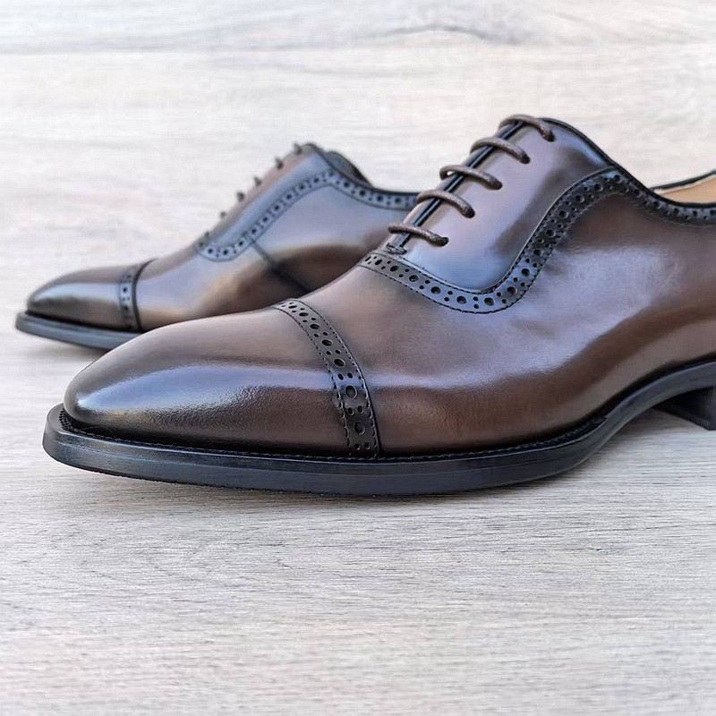 意大利手工皮鞋男真皮尖头外贸英伦百搭三接头商务休闲牛津鞋缝线,淘宝优惠券,粉丝福利购,淘宝优惠卷