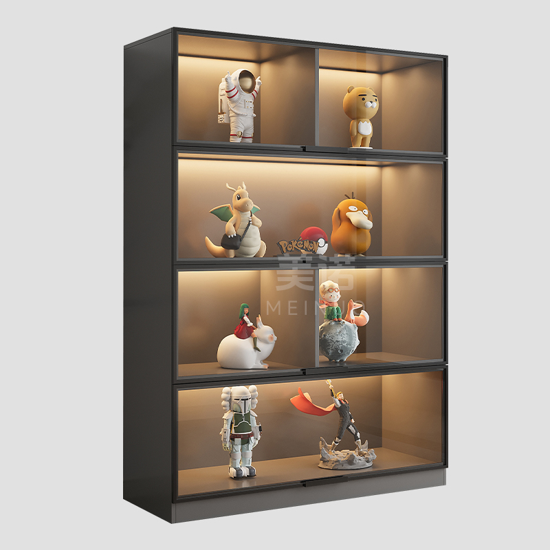 定制书柜带玻璃门家用客厅酒柜整墙防尘轻奢手办柜乐高模型展示柜 - 图3