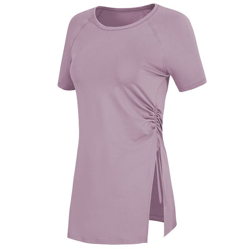 跨境长款运动短袖遮臀罩衫透气速干t恤抽绳宽松瑜伽服上衣薄,淘宝优惠券,粉丝福利购,淘宝优惠卷