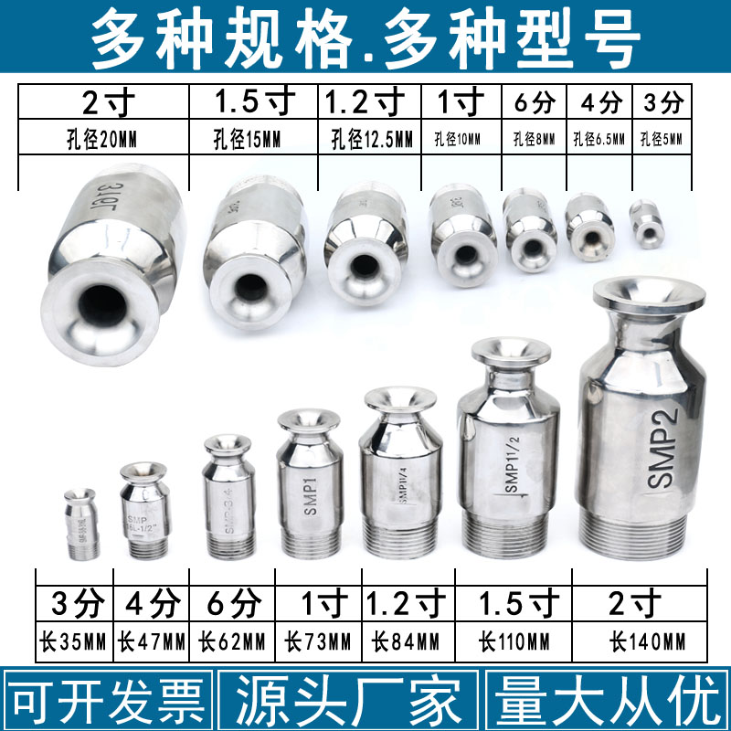 316L不锈钢SMP喷嘴大流量实心广角锥形脱酸塔防除尘降温高压喷头-图2