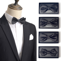 Business positive dress Western suit pocket collar knot suit mens Inron groom wedding butterfly knot breast towels