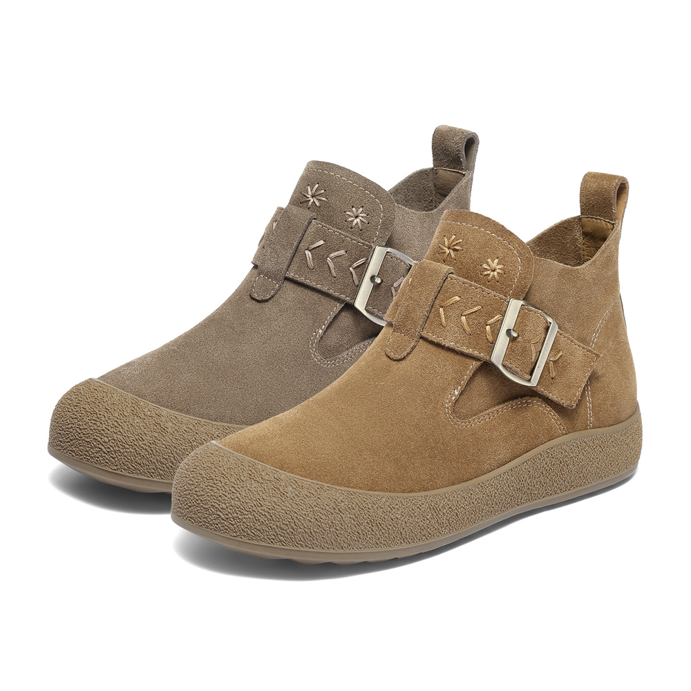 森达真皮休闲靴女2025秋新简约勃肯超软厚底舒适休闲短靴ZTH70CD5 - 图3