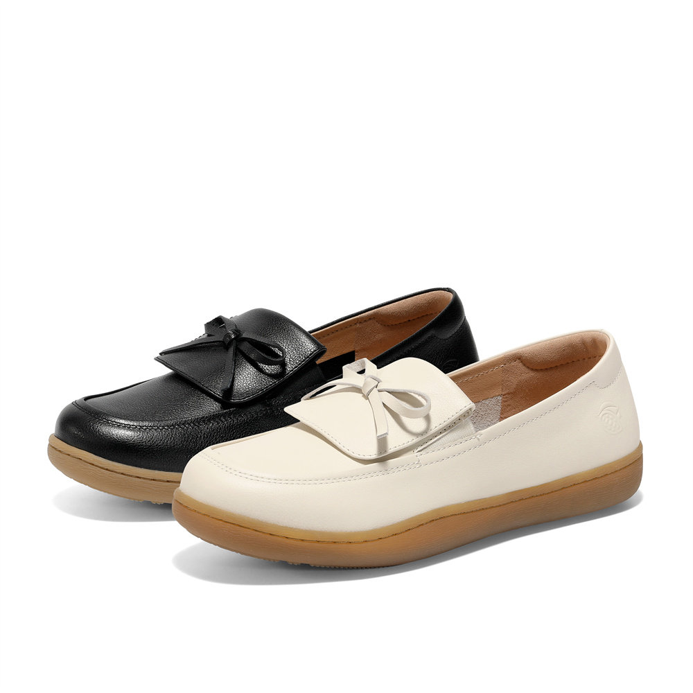 森达可可乐福鞋皮鞋女款26春新款商场同款真皮一脚蹬平底白色单鞋,淘宝优惠券,粉丝福利购,淘宝优惠卷