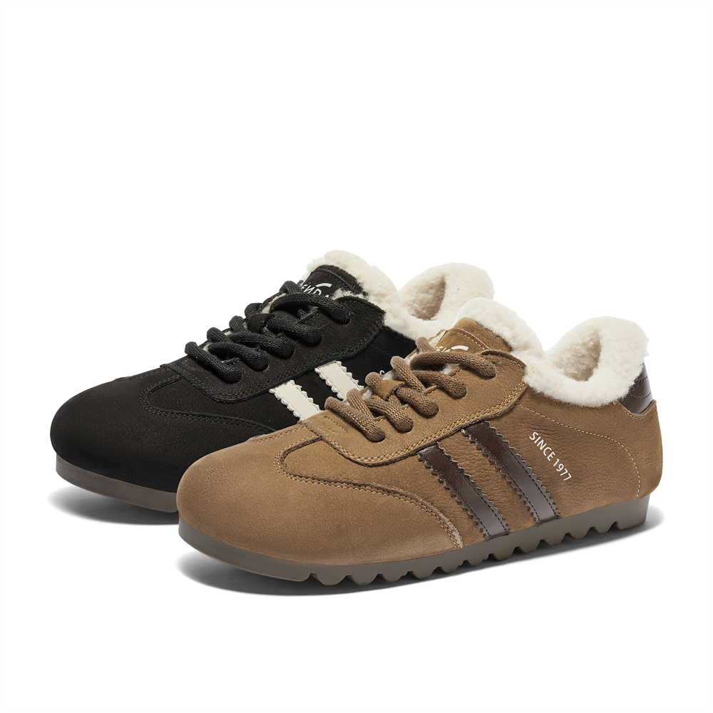 森达毛毛鞋女款冬季新款运动风雪地靴保暖户外休闲鞋ZTE39DM4