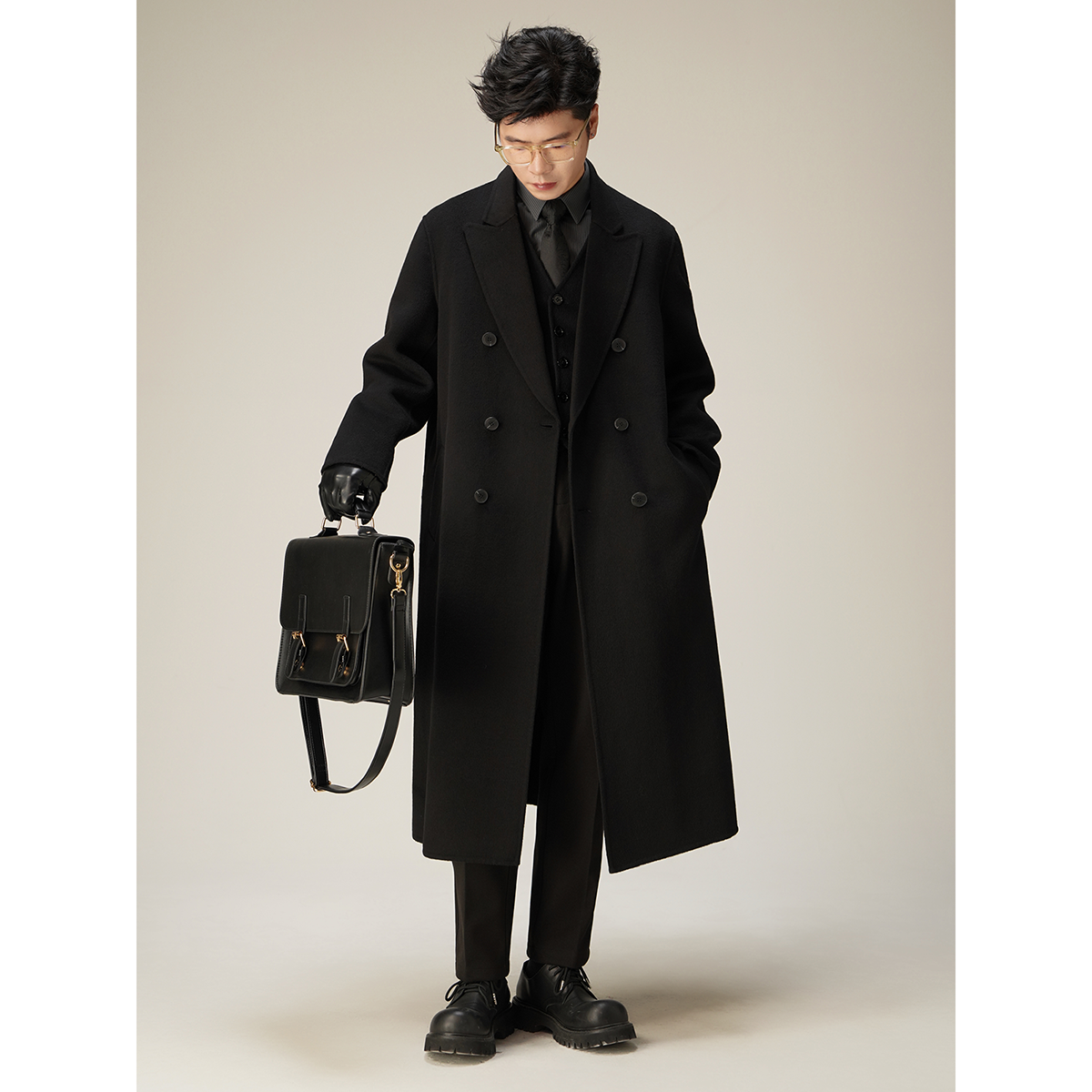 【PEICHUAN】2025新款双面毛呢大衣男士羊毛西装过膝长款呢子外套,淘宝优惠券,粉丝福利购,淘宝优惠卷