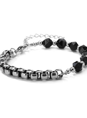 GENANX闪电潮牌手饰2021夏季新款潮黑玛瑙拼钛钢链情侣手链一对式