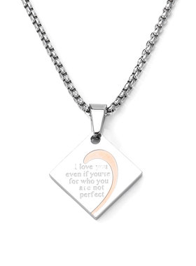 小方块吊坠爱心钛钢情人节礼物