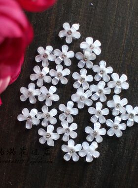 韩式新品树脂配件带钻5瓣花手工DIY发饰饰品配件手机鞋子粘钻9mm