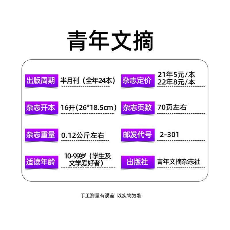 青年文摘杂志2024年1-10期全年订阅2023年1-24期高分作文40周年2021/2022现货清仓合订本初高中版学生素材官方旗舰店过刊意林读者 - 图2