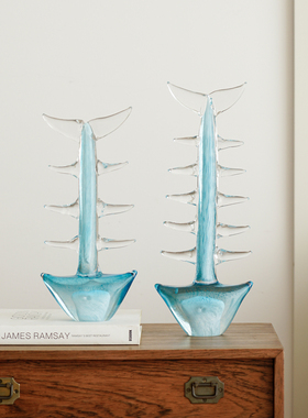 手工玻璃烧制，创意鱼骨摆件