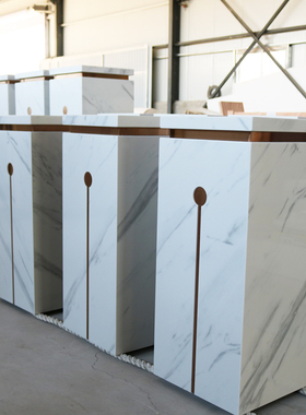 爵士白大理石摆台展厅基座定制