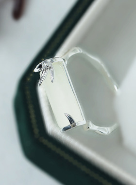 新中式竹节戒指女s925银复古宫廷