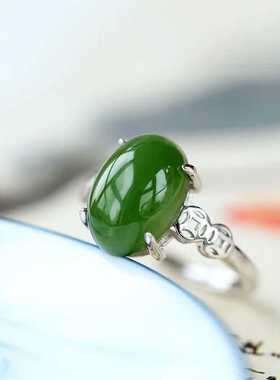 新中式蛋面钱币戒指女复古宫廷S925银指环镀金大气国潮饰品可调节