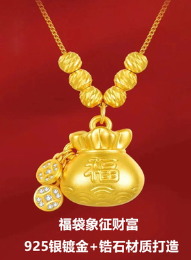 钱袋子福袋吊坠项链女2024新款高级感小众轻奢招财纳福锁骨链送礼