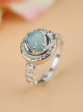 925银复古国风貔貅戒指环招财个性设计开口可调节戒指可旋转指环