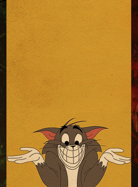 猫和老鼠海报  Tom and Jerry 汤姆和杰瑞复古牛皮纸壁纸墙贴壁纸