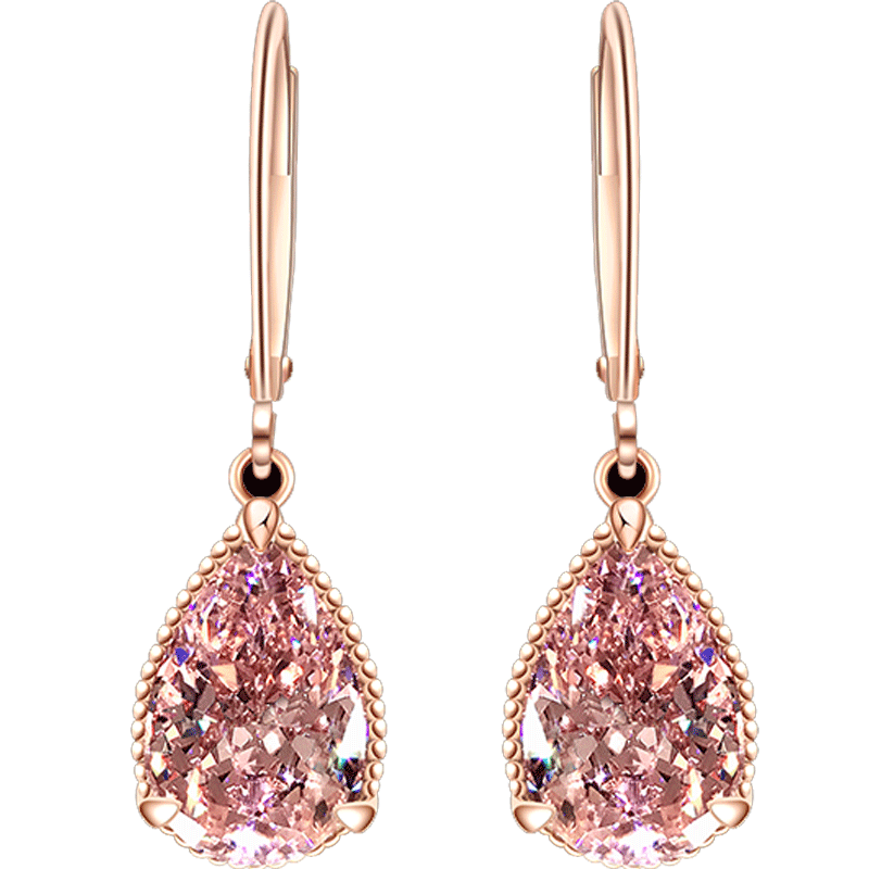 朱诺赫拉水滴仿真粉钻银镀合成耳环 朱诺赫拉耳钉