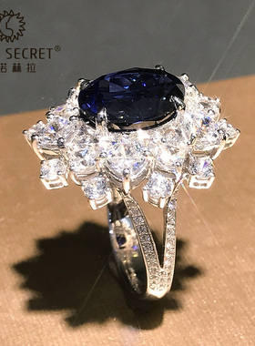 朱诺赫拉蓝宝石戒指女18k金克拉