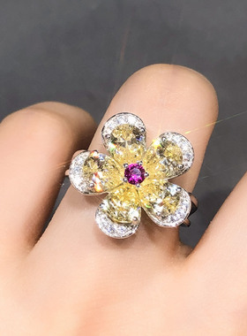 朱诺赫拉彩钻仿真钻戒女异形