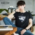 Áo thun nam ngắn tay nam của Ekecel 2019 Xu hướng mới Từ bi Hàn Quốc Slim In T Một nửa tay áo Quần áo nam - Áo phông ngắn áo phông nam có cổ Áo phông ngắn