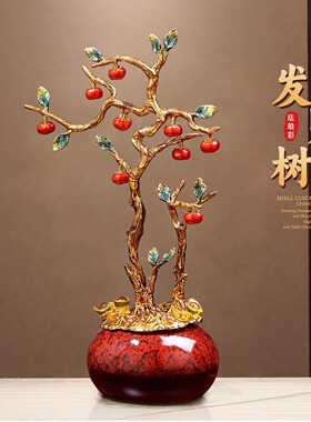 招财聚财！聚宝盆发财树摆件开业