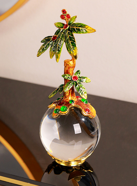 新中式客厅珐琅彩发财树摆件