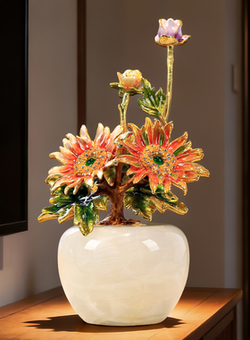 新中式珐琅彩向日葵摆件