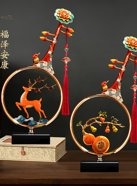 新中式古风珐琅彩琵琶摆件轻奢