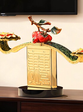 新中式珐琅柿柿如意摆件乔迁新居