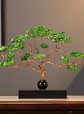 迎客松禅意摆件发财树玄关装饰品