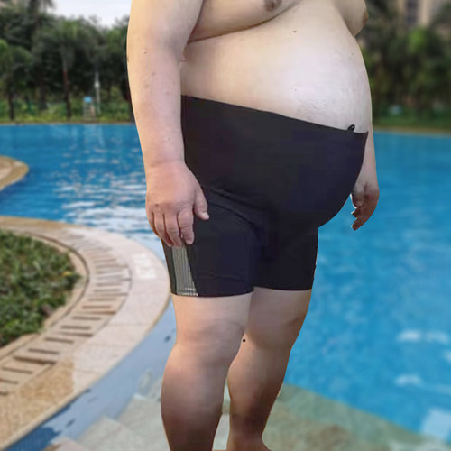 特大号泳裤泳帽泳镜三件套男平角胖人400斤温泉加肥加大码游泳裤 - 图1