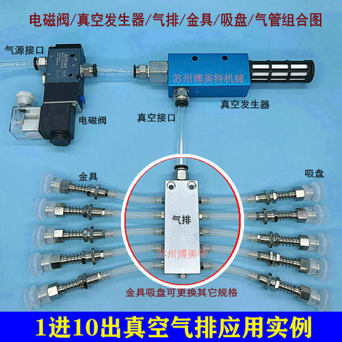 机械手真空汇流板M5螺纹气管接头多管路分流气排1进4/6/8/10/12出 - 图3