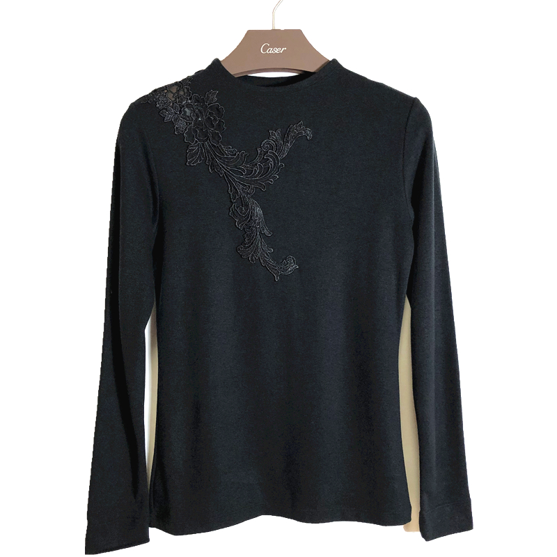 caser清仓秋凯撒女士馨思特小高领贴花保暖上衣秋衣打底衫BE56922 - 图2