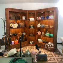 Solid Wood Bunbag Display Cabinet Tea Shop Display Case Boutique Straight Podcast Light Lavish Shoes Shelf Containing Exhibition Cabinet