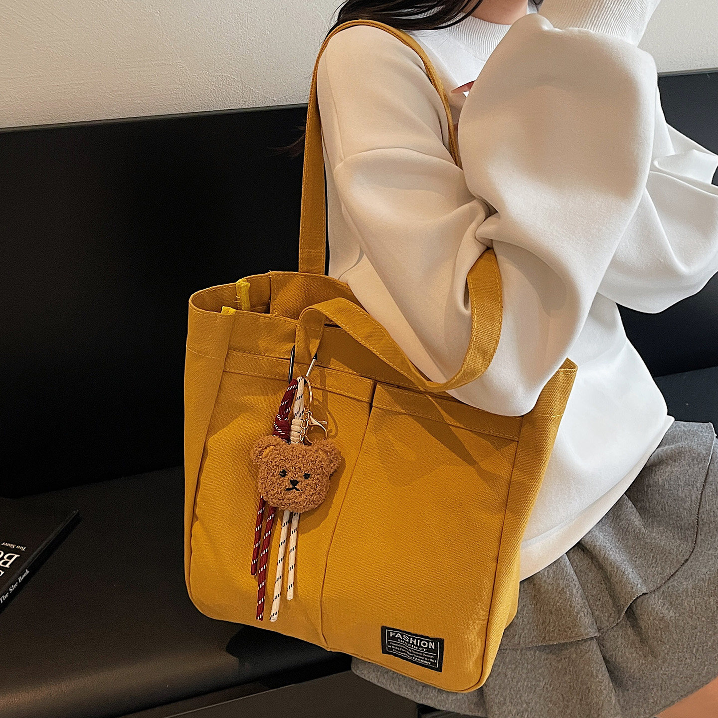 韩系ins风帆布包包女 单肩包学生党大容量旅游轻便休闲通勤托特包,淘宝优惠券,粉丝福利购,淘宝优惠卷