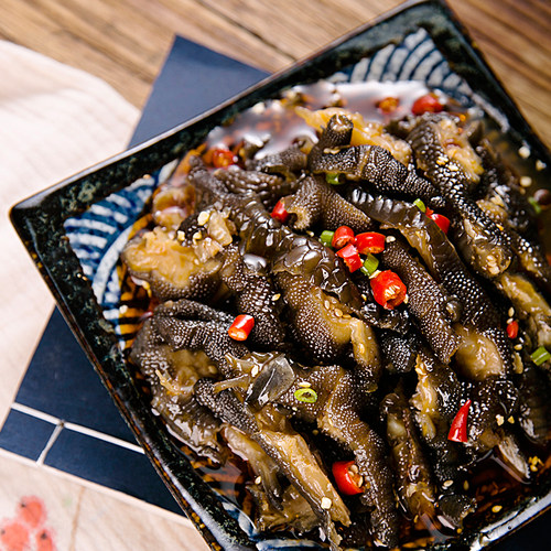 长明批发麻辣去骨土鸡鸡脚脱骨凤爪无骨鸡爪自贡盐帮菜250g*40袋-图0