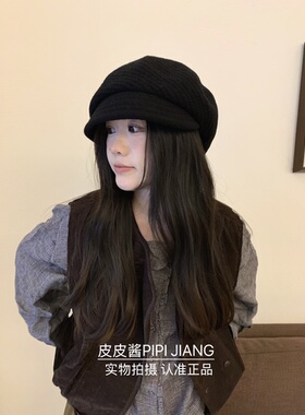 日系古早显脸小100%羊毛报童帽