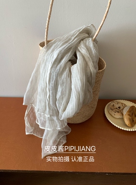 maito风轻盈亚麻日单丝巾薄款不闷热文艺氛围感防晒度假披肩围巾