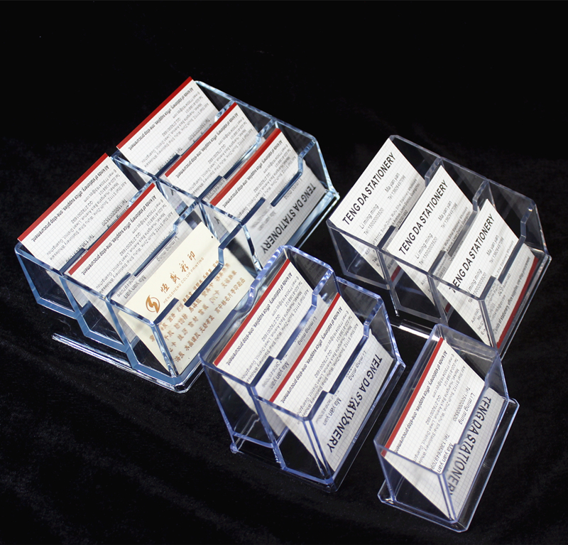 商务亚克力名片盒透明塑料名片座名片架创意卡片盒名片桌面收纳盒 - 图0