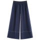 Denim ສີ retro soft denim pants ຂາກ້ວາງສໍາລັບແມ່ຍິງ summer ບາງ