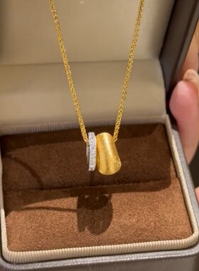 法式复中古拉丝跑环路路通项链轻奢高端小众级精致百搭时尚锁骨颈