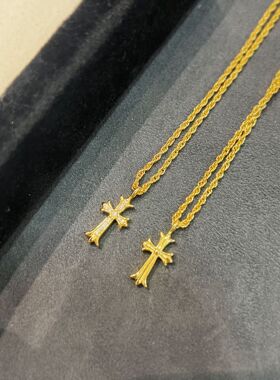 法式复中古镶钻锆石十字架项链轻奢高端小众级时尚精致百搭锁骨颈