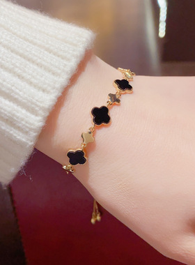 欧美复古四叶草花手链轻奢高端小众级设计感时尚气质网红个性百搭